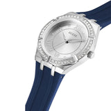 Guess Cosmo Diamonds Silver Dial Blue Rubber Strap Watch for Women - GW0034L5 Buy Now By Guess