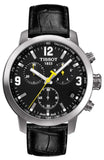 Tissot PRC 200 Chronograph Black Dial Black Leather Strap Watch For Men - T055.417.16.057.00 Buy Now By Tissot