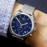 Tissot PR 100 Chronograph Blue Dial Silver Mesh Bracelet Watch for Men - T101.417.11.041.00 Buy Now By Tissot