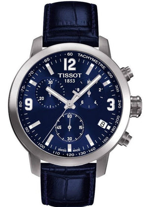 Tissot PRC 200 Chronograph Blue Dial Blue Leather Strap Watch For Men - T055.417.16.047.00 Buy Now By Tissot