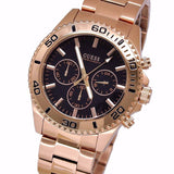 Guess Chaser Chronograph Black Dial Rose Gold Steel Strap Watch for Men - W0170G3 Buy Now By Guess