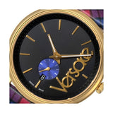 Versace V-Circle The Clans Edition Black Dial Red & Blue Leather Strap Watch for Women - VEBQ00218 Buy Now By Versace