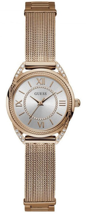 Guess Whisper Silver Dial Rose Gold Mesh Bracelet Watch for Women - W1084L3 Buy Now By Guess