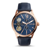 Fossil Flynn Mechanical Blue Dial Blue Leather Strap Watch for Men - BQ2219 Buy Now By Fossil