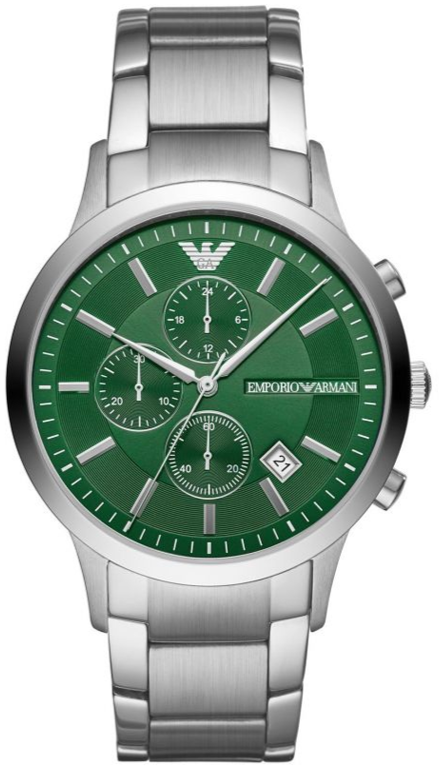 Emporio Armani Renato Chronograph Green Dial Silver Steel Strap Watch For Men - AR11507 Buy Now By Emporio Armani