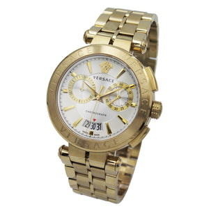 Versace V Racer Chronograph White Dial Gold Steel Strap Watch for Men - VBR060017 Buy Now By Versace