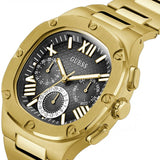 Guess Headliner Multifunction Black Dial Gold Steel Strap Watch For Men - GW0572G2 Buy Now By Guess