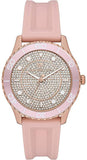 Michael Kors Runway Three Hand Crystal Pave Dial Pink Rubber Strap Watch For Women - MK6854 Buy Now By Michael Kors