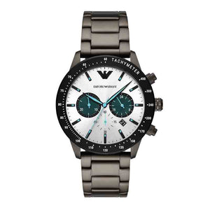 Emporio Armani Mario Chronograph White Dial Black Steel Strap Watch For Men - AR11471 Buy Now By Emporio Armani
