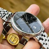 Tissot T Classic Carson Premium Powermatic 80 Black Dial Silver Steel Strap Watch For Men - T122.407.11.051.00 Buy Now By Tissot