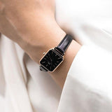 Daniel Wellington Quadro Sheffield Black Dial Black Leather Strap Watch For Women - DW00100435 Buy Now By Daniel Wellington