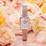 Daniel Wellington Quadro Pressed Melrose Pink Dial Pink Mesh Bracelet Watch For Women - DW00100510 Buy Now By Daniel Wellington