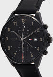 Tommy Hilfiger West Chronograph Black Dial Black Leather Strap Watch For Men - 1791711 Buy Now By Tommy Hilfiger
