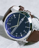 Armani Exchange Hampton Chronograph Blue Dial Brown Leather Strap Watch For Men - AX2133 Buy Now By Armani Exchange