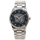 Gucci G Timeless Diamonds Black Dial Silver Steel Strap Watch For Women - YA1264125 Buy Now By Gucci