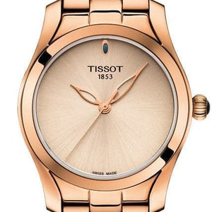 Tissot T Wave Cream Dial Rose Gold Steel Strap Watch For Women - T112.210.33.451.00 Buy Now By Tissot