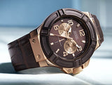 Guess Rigor Analog Brown Dial Brown Leather Strap Watch For Men - W0040G3 Buy Now By Guess