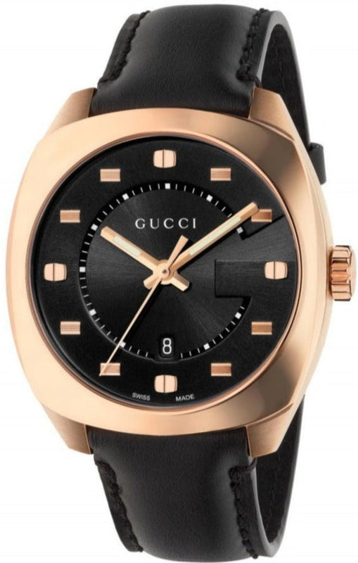Gucci GG2570 Quartz Black Dial Black Leather Strap Watch For Men - YA142309 Buy Now By Gucci