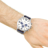 Fossil Nate Chronograph White Dial Blue Leather Strap Watch for Men - JR1480 Buy Now By Fossil