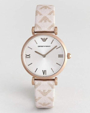 Emporio Armani Analog Grey Dial Pink Leather Strap Watch For Women - AR11126 Buy Now By Emporio Armani