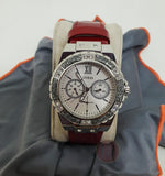 Guess Limelight Quartz Diamonds White Dial Red Leather Strap Watch For Women - W0775L11 Buy Now By Guess
