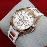 Guess Intrepid White Dial Two Tone Silicone Strap Watch For Women - W0325L6 Buy Now By Guess