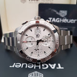 Tag Heuer Aquaracer Caliber 16 Automatic Chronograph White Dial Silver Steel Strap Watch for Men - CAY2111.BA0927 Buy Now By Tag Heuer