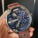 Diesel Mr Daddy Chronograph Blue Dial Brown Leather Strap Watch For Men - DZ7314 Buy Now By Diesel