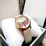 Gucci G Timeless Butterfly White Dial White Leather Strap Watch For Women - YA1264062 Buy Now By Gucci