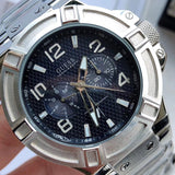 Guess Rigor Quartz Black Dial Silver Steel Strap Watch For Men - W0218G2 Buy Now By Guess