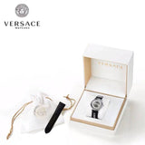 Versace V-Circle Silver Dial Black Leather Strap Watch for Men - VEBQ01219 Buy Now By Versace