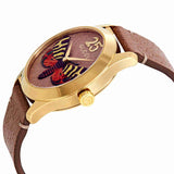 Gucci G Timeless Butterfly Brown Dial Brown Leather Strap Watch For Women - YA1264063 Buy Now By Gucci
