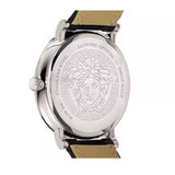 Versace V-Circle Silver Dial Black Leather Strap Watch for Men - VEBQ01219 Buy Now By Versace