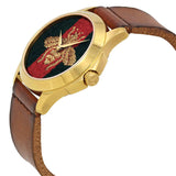 Gucci G Timeless Quartz Green & Red Dial Brown Leather Strap Watch For Men - YA126451 Buy Now By Gucci