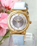 Versace V-Motif Grey Dial Blue Leather Strap Watch for Women - VERE00318 Buy Now By Versace