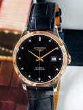 Longines Record Black Dial Black Leather Strap Watch for Men - L2.821.5.57.2 Buy Now By Longines