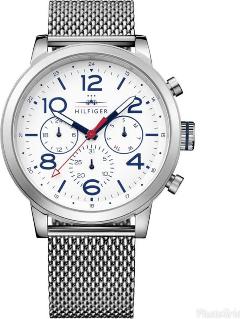 Tommy Hilfiger Jake Quartz White Dial Silver Mesh Bracelet Watch for Men - 1791233 Buy Now By Tommy Hilfiger