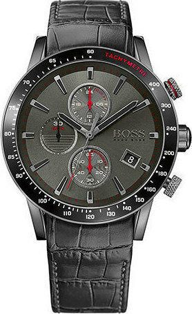 Hugo Boss Rafale Chronograph Grey Dial Black Leather Strap Watch For Men - HB1513445 Buy Now By Hugo Boss