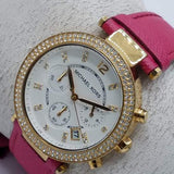 Michael Kors Parker Chronograph White Dial Pink Leather Strap Watch for Women - MK2297 Buy Now By Michael Kors