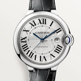 Cartier Ballon Bleu de Cartier Silver Dial Black Leather Strap Watch for Men - WSBB0026 Buy Now By Cartier