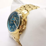 Michael Kors Runway Hunger Stop100 Series Blue Dial Gold Steel Strap Watch for Women - MK5815 Buy Now By Michael Kors