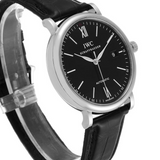 IWC Portofino Automatic Black Dial Black Leather Strap Watch for Men - IW356502 Buy Now By IWC