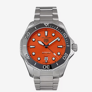 Tag Heuer Aquaracer Professional 300 Diver Automatic Orange Dial Silver Steel Strap Watch for Men - WBP201F.BA0632 Buy Now By Tag Heuer