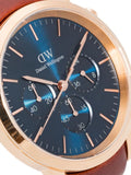 Daniel Wellington Iconic Chronograph Blue Dial Brown Leather Strap Watch For Men - DW00100639 Buy Now By Daniel Wellington