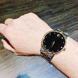 Movado Museum Classic Diamonds Black Dial Two Tone Steel Strap Watch for Men - 0607202 Buy Now By Movado