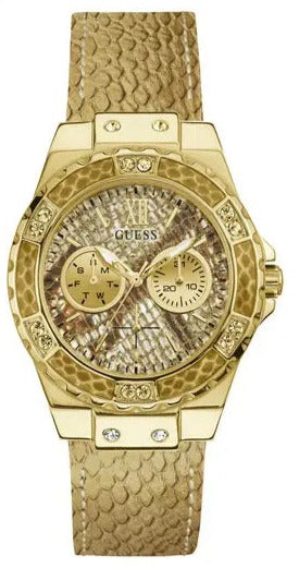 Guess Limelight Quartz Gold Dial Gold Leather Strap Watch For Women - W0775L13 Buy Now By Guess