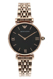Emporio Armani Gianni T-Bar Black Dial Rose Gold Strap Watch For Women - AR11145 Buy Now By Emporio Armani