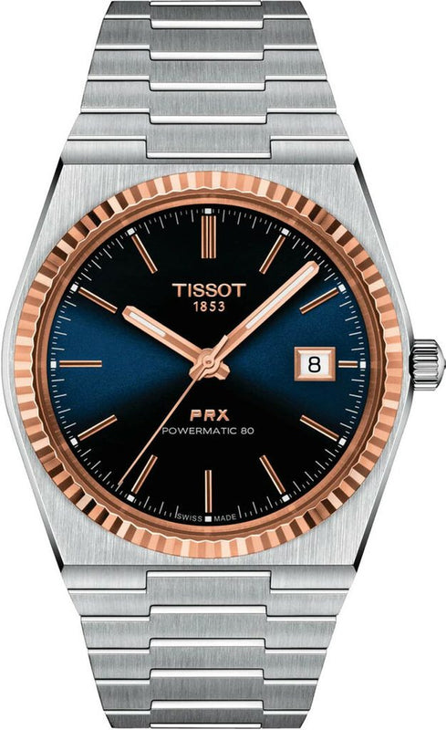 Tissot PRX Powermatic 80 Automatic 18K Gold Blue Dial Silver Steel Strap Watch for Men - T931.407.41.041.00 Buy Now By Tissot