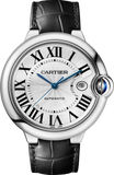 Cartier Ballon Bleu de Cartier Silver Dial Black Leather Strap Watch for Men - WSBB0026 Buy Now By Cartier