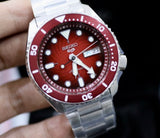 Seiko 5 Sports Mechanical Limited Edition Red Dial Silver Steel Strap Watch For Men - SRPK63K1 Buy Now By Seiko